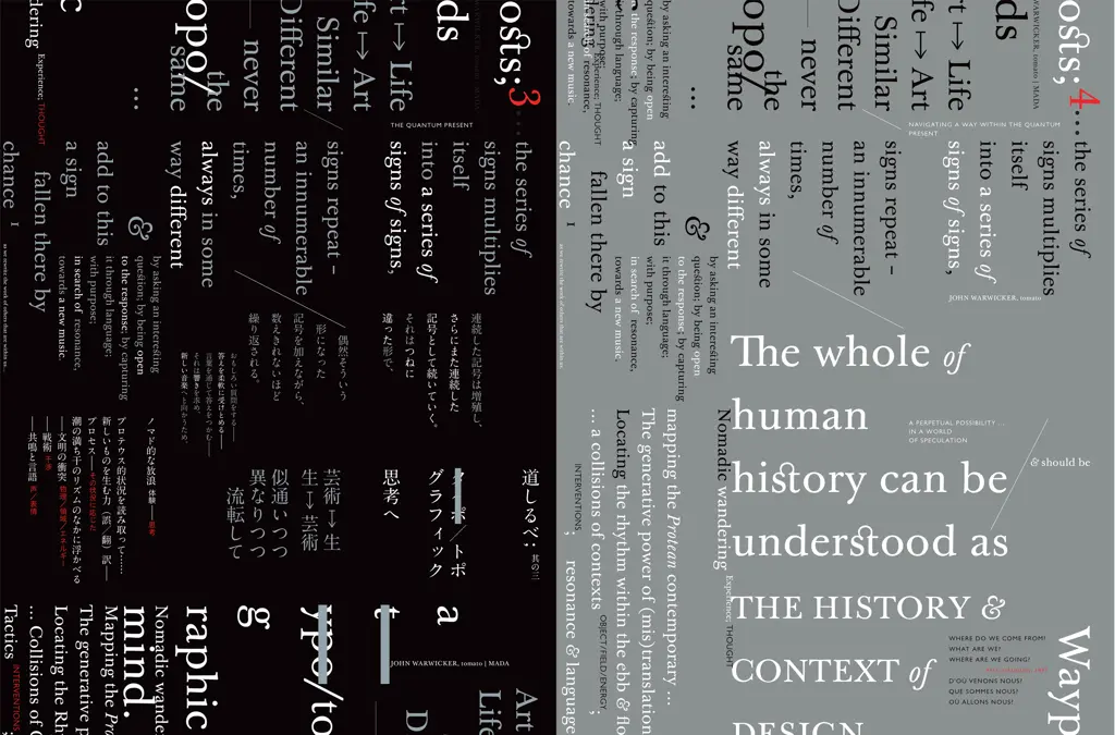 Wayposts. A 64 page essay on typo-graphics, language and culture for Idea Magazine, Japan. Authored and designed., 2014